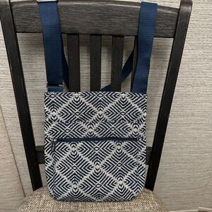 Navy and White Geometric Crossbody Bag